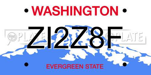 ZI2Z8F Washington License Plate