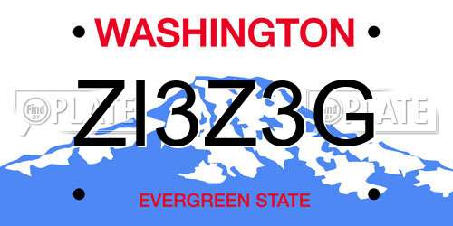 ZI3Z3G Washington License Plate