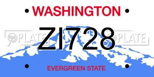 ZI728 Washington License Plate