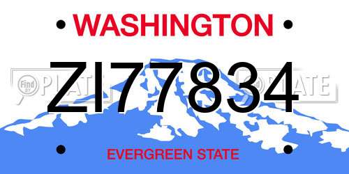 ZI77834 Washington License Plate
