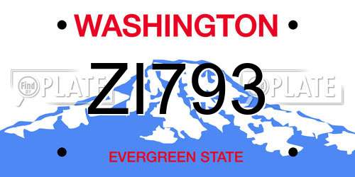 ZI793 Washington License Plate