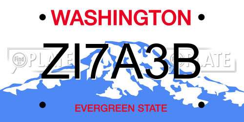ZI7A3B Washington License Plate