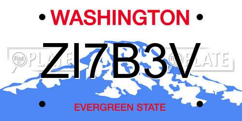 ZI7B3V Washington License Plate