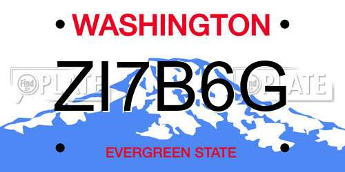 ZI7B6G Washington License Plate