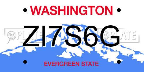 ZI7S6G Washington License Plate