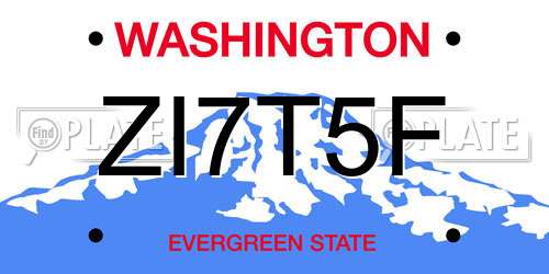 ZI7T5F Washington License Plate