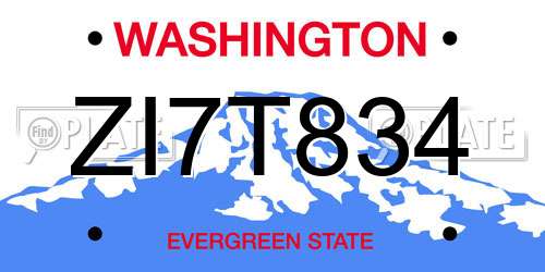 ZI7T834 Washington License Plate