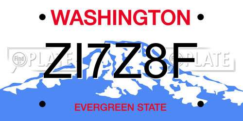 ZI7Z8F Washington License Plate