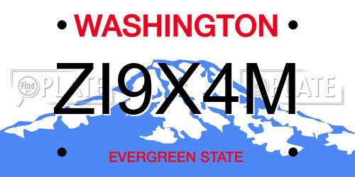 ZI9X4M Washington License Plate