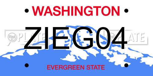 ZIEG04 Washington License Plate