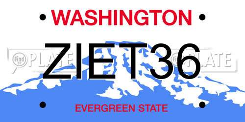 ZIET36 Washington License Plate