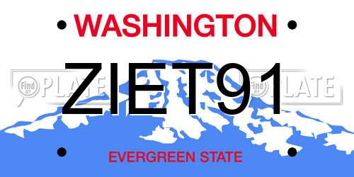 ZIET91 Washington License Plate