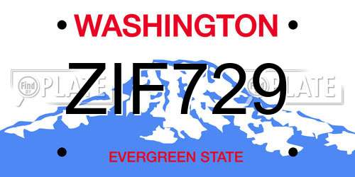 ZIF729 Washington License Plate