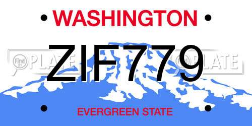 ZIF779 Washington License Plate