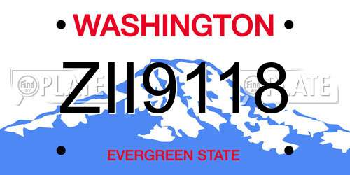 ZII9118 Washington License Plate