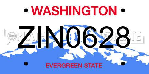 ZIN0628 Washington License Plate