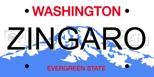 ZINGARO Washington License Plate