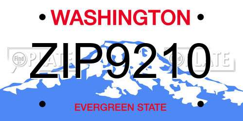 ZIP9210 Washington License Plate