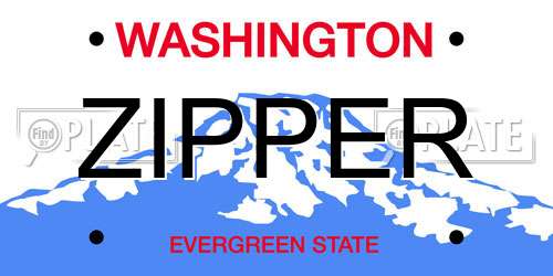 ZIPPER Washington License Plate