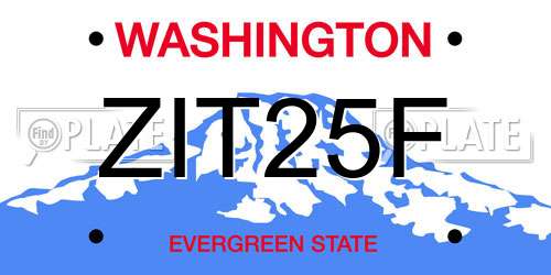 ZIT25F Washington License Plate