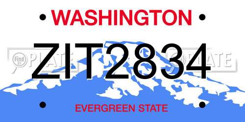 ZIT2834 Washington License Plate