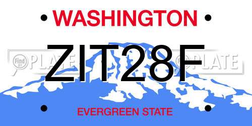 ZIT28F Washington License Plate