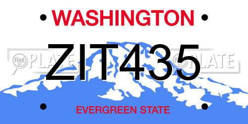 ZIT435 Washington License Plate