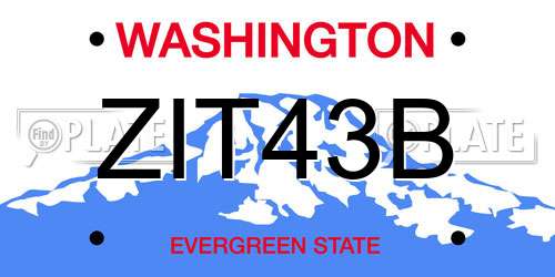 ZIT43B Washington License Plate