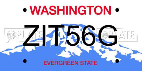 ZIT56G Washington License Plate