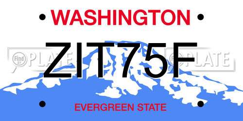 ZIT75F Washington License Plate