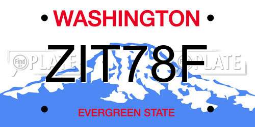 ZIT78F Washington License Plate
