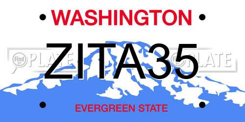 ZITA35 Washington License Plate