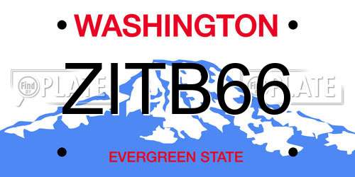 ZITB66 Washington License Plate