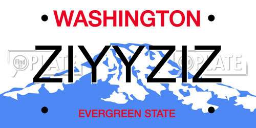 ZIYYZIZ Washington License Plate
