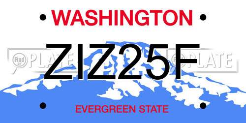 ZIZ25F Washington License Plate