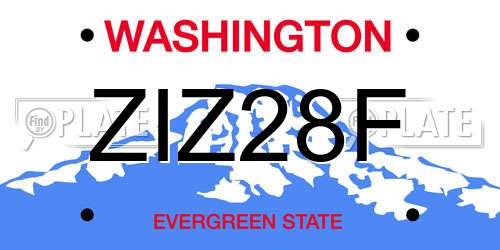 ZIZ28F Washington License Plate