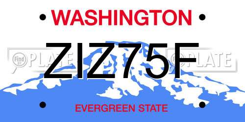 ZIZ75F Washington License Plate