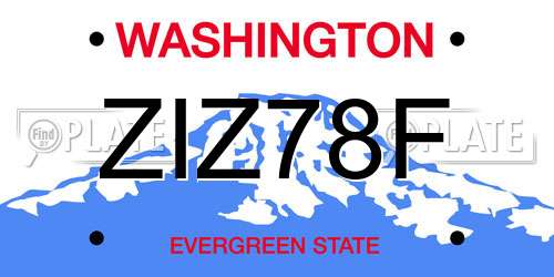 ZIZ78F Washington License Plate