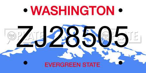 ZJ28505 Washington License Plate