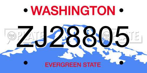 ZJ28805 Washington License Plate