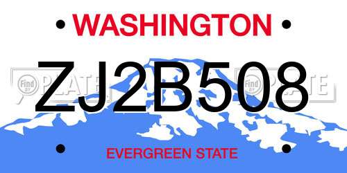 ZJ2B508 Washington License Plate