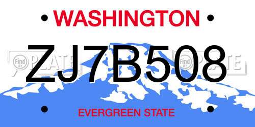 ZJ7B508 Washington License Plate