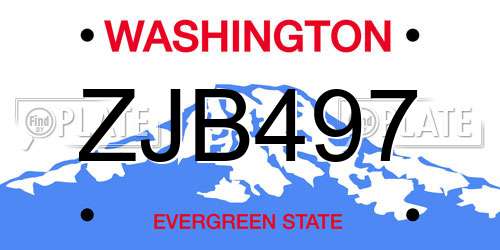 ZJB497 Washington License Plate