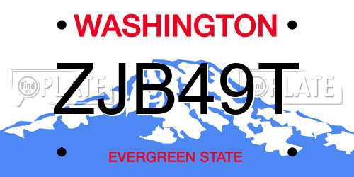 ZJB49T Washington License Plate