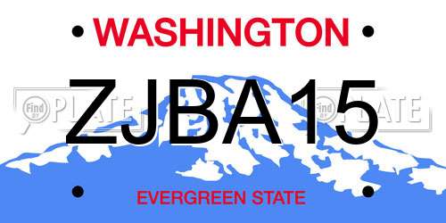 ZJBA15 Washington License Plate