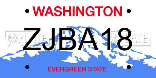 ZJBA18 Washington License Plate