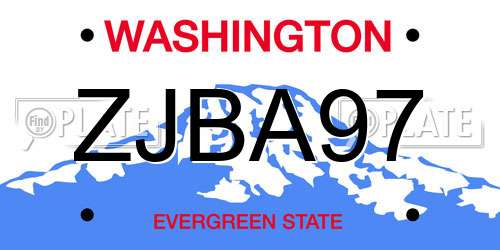 ZJBA97 Washington License Plate
