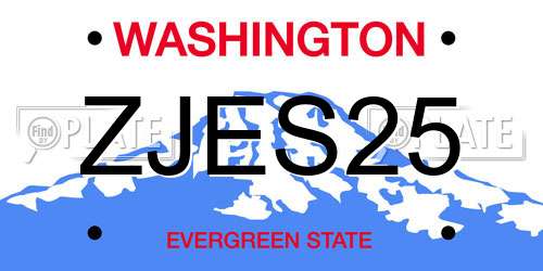 ZJES25 Washington License Plate