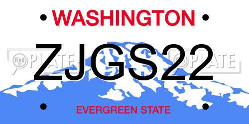 ZJGS22 Washington License Plate