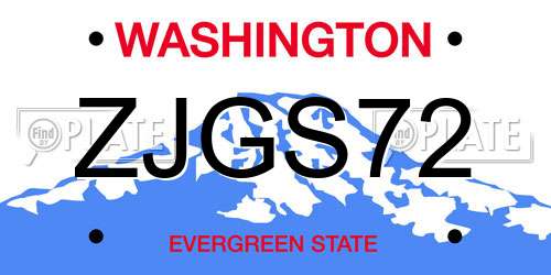 ZJGS72 Washington License Plate
